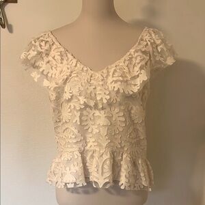 Anthropologie Elegant Cream Lace Blouse NWT size Medium